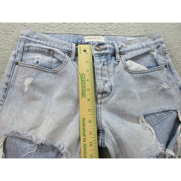 PACSUN 90's Boyfriend Jeans Women 27 Blue Straight Distressed Ripped Light Wash - Picture 6 of 11